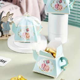 Gift Wrap 10PC Creative Gold Plated European Royal Teapot Candy Box Vintage Floral Reusable Paper Boxes Wedding Gifts