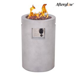 بعد الزجاج 16 بوصة جولة firepit 30،000 BTU العمود في الهواء الطلق حفرة نار بروبان الخرسانة