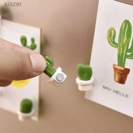 Fridge Magnets 6 pieces/set of cute cactus frozen magnets refrigerant magnets and plant information board reminder stickers for home kitchen decoration WX