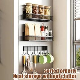 Kitchen Storage Rack Magnetic Shelf Side Organiser Hanging Towel With For Spice Paper Holder Hook Refrigerator