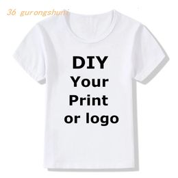 Customised your name Print t shirt boys girls Your own design DIY po kids clothes Summer tops white tshirt 240506