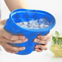 Tools 1PC Silicone Ice Bucket 2 in 1 Large Mold With Lid Portable Cooler Cube Freeze Tray Drink Whiskey Wine Beer for Kitchen Bar Tool