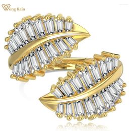 Cluster Rings Wong Rain 18K Gold Plated 925 Sterling Silver Lab Sapphire Gemstone Personality Open Ring Girls Gifts Wedding Party Fine