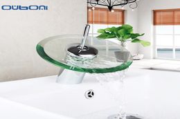 Whole RU New Arrival Waterfall Faucets Bathroom Basin Mixer Bathroom Faucets Single Handle Faucet Glass Waterfall Tap3064164