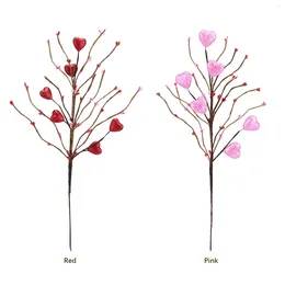 Decorative Flowers Simulation Valentine's Day Branches Heart Shape Cuttings Foam Gift Wedding Party 42cm Red Heart-Shaped Picks