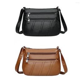 Totes Fashion Women Shoulder Bag PU Leather Solid Messenger Multi-pocket Purse Handbag Simple Female Daily