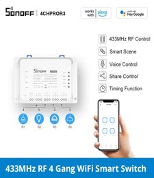 SONOFF 4CHPROR3 4 Gang Intelligent Wireless RF Controll Module Breaker Wifi Smart Light Switch Works With RM433 Controller Via eWe2272014