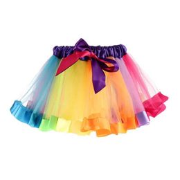 tutu Dress Kids Baby Girl Toddler Rainbow Princess Party Dancewear Tulle Tutu Skirt Dresses d240507