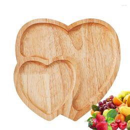 Plates Heart Shaped Fruit Platter Serving Plate Creative Double Dinner Wooden For Dining Room Kitchen Tool