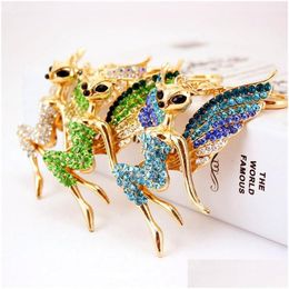 Key Rings 51X50Mm Colorf Crystal Keychain Rhinestone Gold Tone Angle Wings Lady Girl Pendant Car Ring Lobster Clasp Charm Keyring Cr Dhk3Y