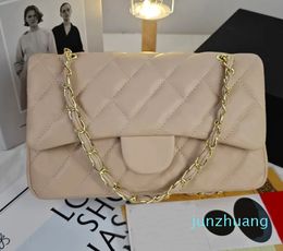 Designer bags plaid flap shoulder Handbag Gold Silver chain leather double letter Gold Colour buckle women's bags