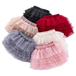 tutu Dress Summer Six-layer Gauze Girls Skirts Childrens Princess Dance Tutu Fashion Parent-Child Mesh Skirt Teen Girl Cake Skirt d240507