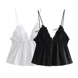 Women's Tanks Suspenders 2024 Fashion Summer Poplin Bow Slim Sexy Top For Women Elegance Chic Ladies Sling