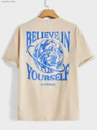 Men's T-Shirts Believe In Yourself Universe Funny Graphic Men Tshirts Cotton Casual Short Seve Fashion Breathab Loose Oversized T-Shirt H240507