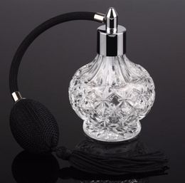 Vintage Crystal Perfume Bottle 80ml Black Long Bulb Spray Atomizer Lady Gift 2010139822416