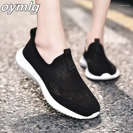 Fitness Shoes Summer Single Mesh Female Breathable Surface One Pedal 2024 Hollow Light Fashion Black Casual Sneakers