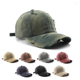 Ball Caps Japanese Retro Women Spring Autumn Washed Holes Solid Color Light Board Baseball Cap Outdoor Men's Travel Sun