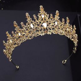 Champagne Princess Crown Tiaras Headwear Birthday Party Bride Crown Wedding Hair Jewellery 240430