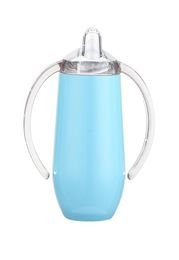 10oz Baby Sippy Cup 16 Colours Stainless Steel Kids Tumbler Duallayer Heat Insulation Leak Proof Infant Water Milk Bottle with Han7385445