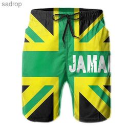 Men's Swimwear Mens 3D printed Jamaican flag swim pants fashionable summer Jamaican beach surfboard shorts quick drying sports gym shorts XW