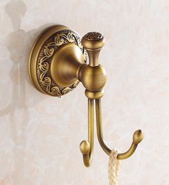 Robe Hooks Antique Brass Towel Hooks Cloth Towel Bath Coat Hanger Door Wall Hook Retro Home Deco Bathroom Accessories Rack4302633