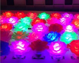Ship 100pcs Glow Led Light Up Flashing Rose Flower Bubble Elastic Ring Rave Party Blinking Soft Finger Lights For Party Disco9761964