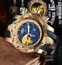 Undefeated INVINC Skull Large Dial Super High Quality MEN Watch Tungsten Steel MultiFunction Quartz Watches3768692