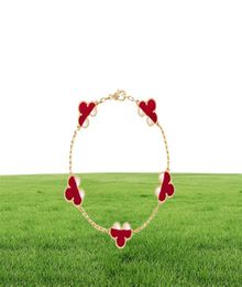 18k gold fourleaf clover bracelet chain female classic fashion style five fourleaf clover chain high quality6156356