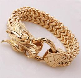 Stainless Steel Silver Colour Gold Colour Black Dragon Clasp Rock Figaro Chain Men039s Bracelet Bangle Hiphop Jewellery 8 66 Fitne3475959