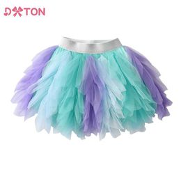 tutu Dress DXTON Toddlers Girls Clothes New Tutu Skirt For Girls Color Matching Irregular Mesh Girls Skirt Performance Princess Skirt 3-12Y d240507