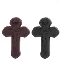 Pendant Necklaces Diyalo 2Pcs Natural Wood Cross Charms Christian INRI Crucifix Jesus Christ Craft DIY Jewellery Necklace Accessories