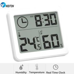 Clocks Digital Clock Desk Clock with Temperature Humidity Wall Clocks for Home Kitchen Office Desk Decorations NIDITON