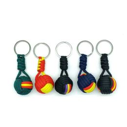 Keychains Lanyards Parachute Woven Rope Ball Keychain Lanyard Keyring Monkey Fist Key Chains for Women Men Outdoors Survival Tool Key Holder