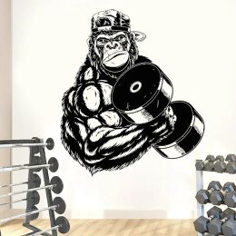 Stickers Cool Gorilla Gym Wall Sticker Vinyl Fitness Decal Sign Workout Art Motivation Dumbbell Show Strength Home Decor Room Poster Z549