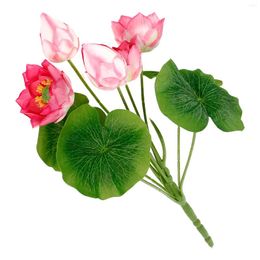 Decorative Flowers Lotus Flower Placement Decoration Ornament Simulated Artificial For Plants Leaf DIY Plastic Fake Model