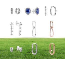 NEW 100% 925 Sterling Silver Earrings ME soil zirconium Ear Studs charm Beads Fit Original DIY Dangler Wholesale factory5998771
