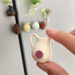 Fridge Magnets 8 pieces of ceramic vase refrigerant stickers refrigerant magnetic stickers mini ceramic glass vase adsorption flowerpot magnets WX