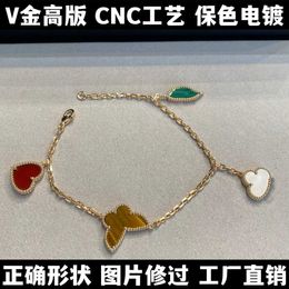 Designer bracelet fashion luxury jewelry for lovers Lucky Clover Flower Pure Bracelet Rose Gold Heart Valentine's Day with common cleefly