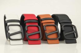 Mens Womens Leather Belt 38CM Letter V Smooth Buckle Dress Windbreaker Decorative Simple Belt Classic Versatile6168743