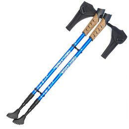 2Pcs Hiking Walking Sticks Anti Shock Trekking Poles Nordic Cane Aluminum Telescopic Camping Crutches 240428