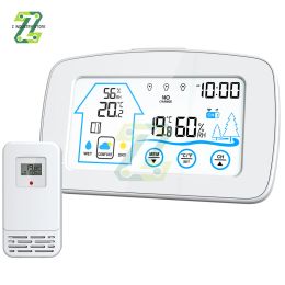Gauges Large LCD Touch Screen Wireless Digital Indoor Outdoor Thermometer Hygrometer Weather Station For Home