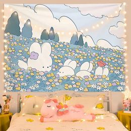 Tapestries Cute Dormitory Decoration Tapestry Cartoon Painting Wall Cloth Girl Beautiful Natural Scenery