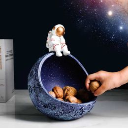 Decorative Objects Figurines Storage Tray Light Luxury Figurines Astronaut Entrance Key Fruit Cosmetic Display Plate Key Holder Desktop Organiser Decoration T24