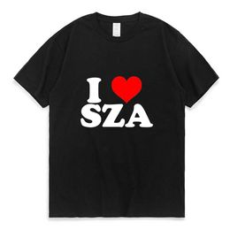 Men's T-Shirts I Love SZA Good Days Letter Print T-shirt Cotton Men Women Hip Hop T Shirt Rapper 90s Vintage Short Slve Ts Tn Strtwear T240505