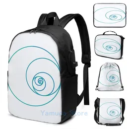 Backpack Funny Graphic Print Two Golden Ratio Spirals USB Charge Men School Bags Women Bag Travel Laptop