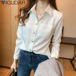 Women's Blouses 2024 Spring Silk Shirt European And American Design Long-sleeved Mulberry Top Solid Color Women