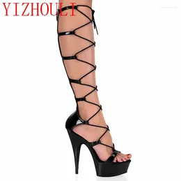 Dance Shoes Fashion Lady Sandals Cross Strap Vamp And Sexy Model Banquet Catwalk Show Performance 15 Cm Pole