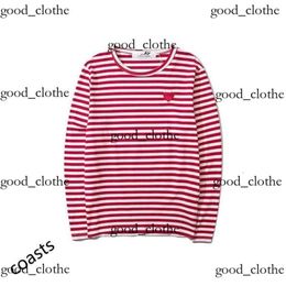 Male and Female Couple Long Sleeve Cdgs T-shirt Designer Play Commes Des Garcons Embroidered Sweater Pullover Love Black and White Stripes Loose Short Sleeve 542