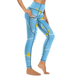 Women's Leggings Ducks In A Row Sexy Yellow Animal Push Up Yoga Pants Retro Quick-Dry Leggins Women Design Fitness Running Sports Tights