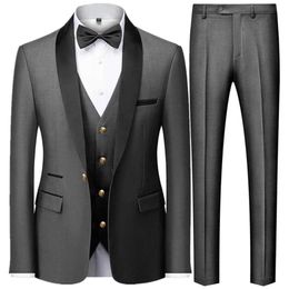 Men's Suits Blazers Mens ultra-thin set 3-piece jacket vest pants/Mens business gentleman high-end custom dress M-6XL Q240507